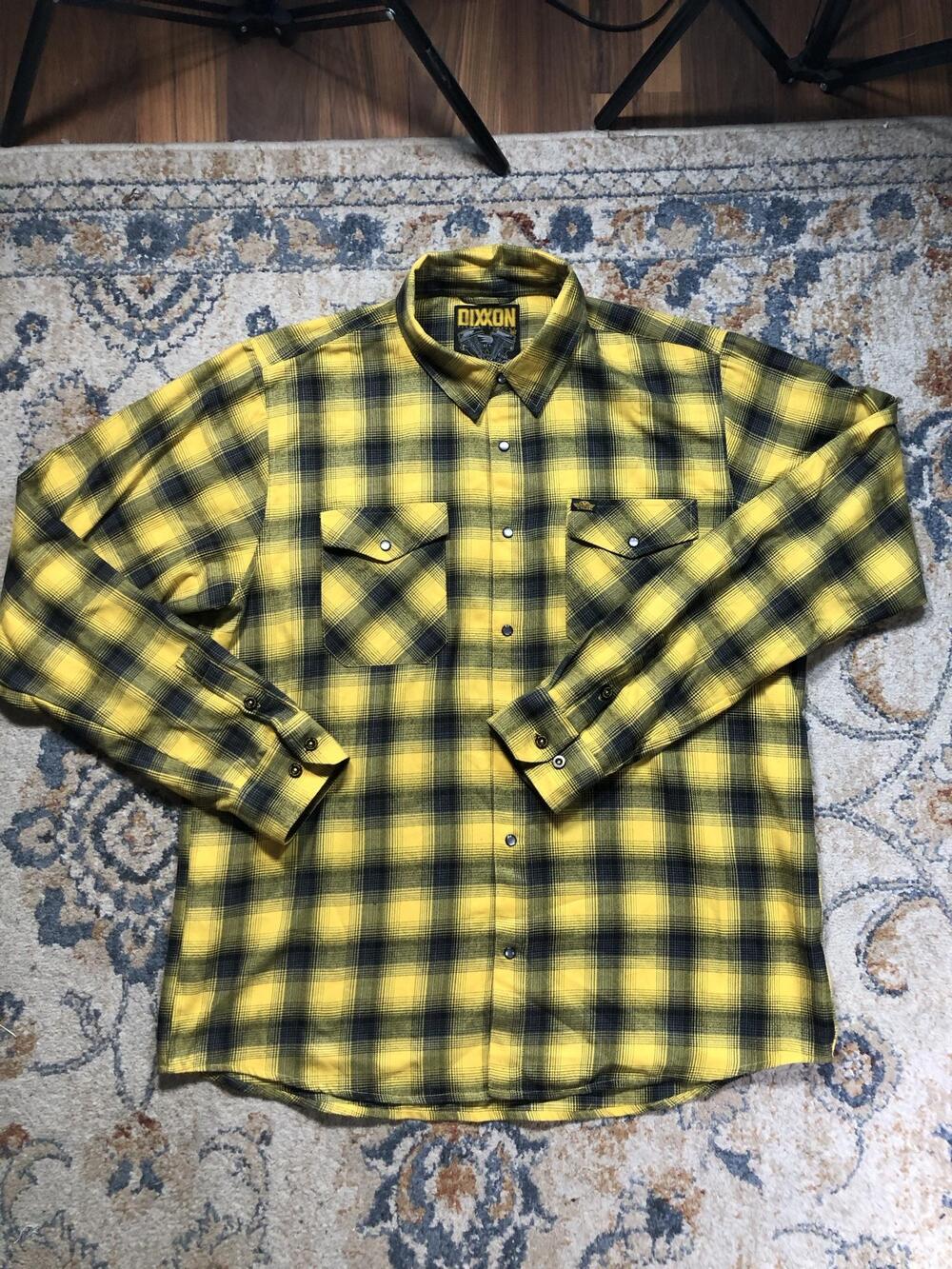 Dixxon Flannel Co Shirt Mens 2XLT Yellow Plaid Flannel Long Sleeve Snap Front